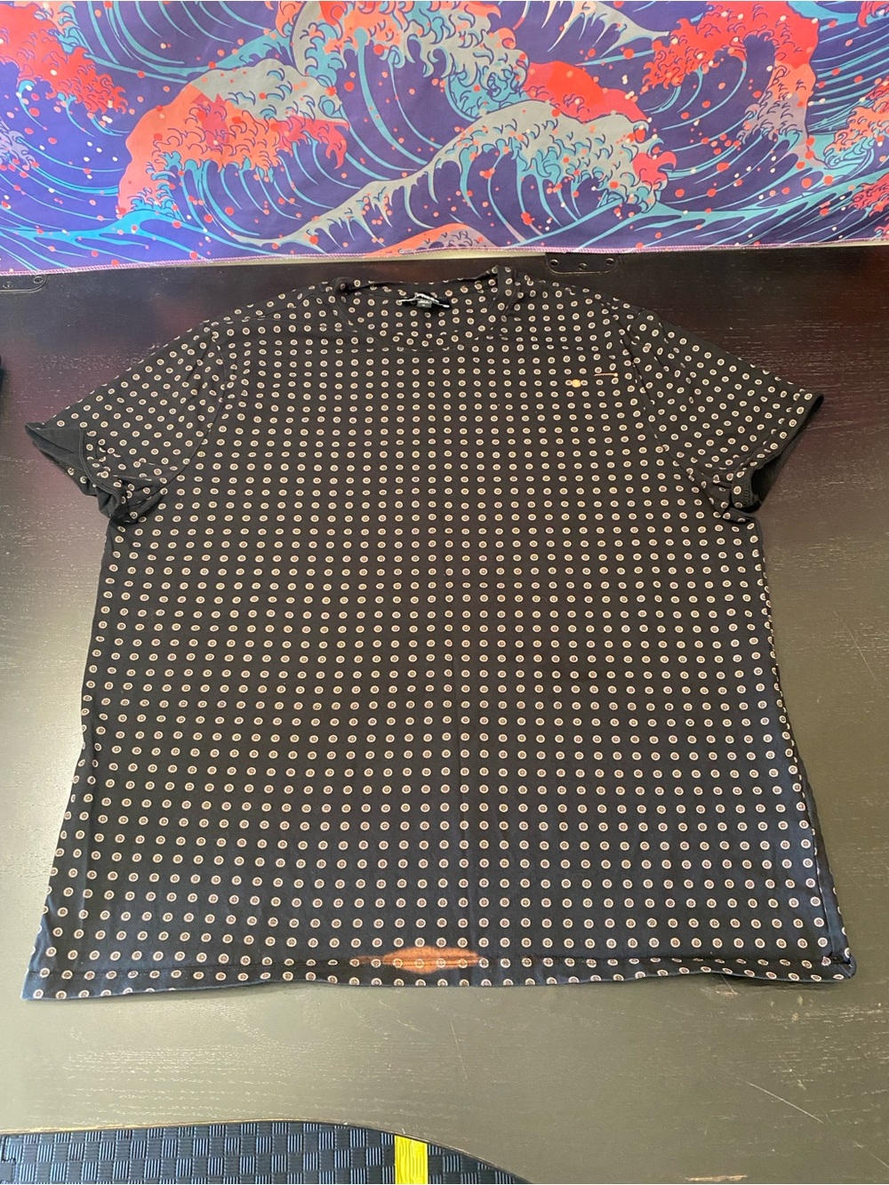 Express Black Short-Sleeve Tee with Small White Dot Print